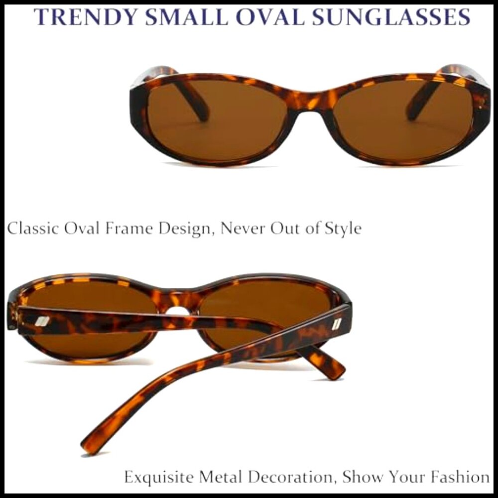 Retro Oval Cat Eye Sunglasses Small Frame UV400 Protection Women's Accessory - Picture 4 of 7